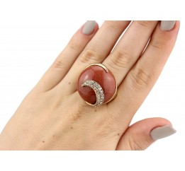 Кольцо серебряное с позолотой и авантюрином (55 2982В)