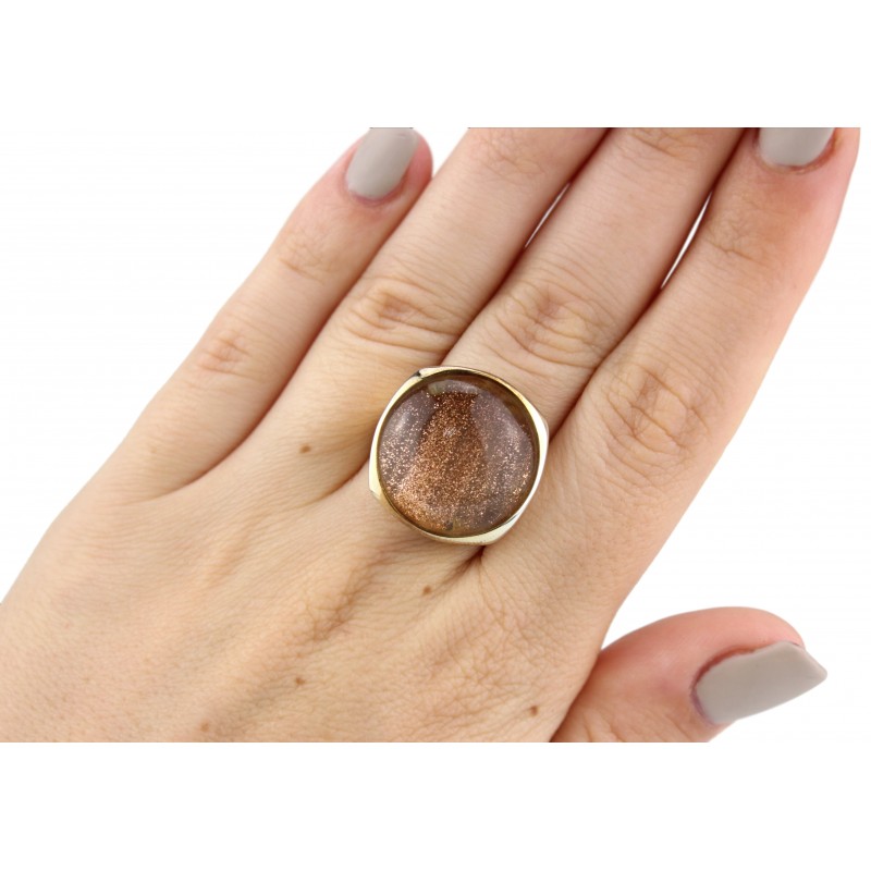 Кольцо серебряное с позолотой и кварцем (55 4521)