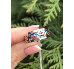 Кольцо серебряное с золотом Рушничок (613к)