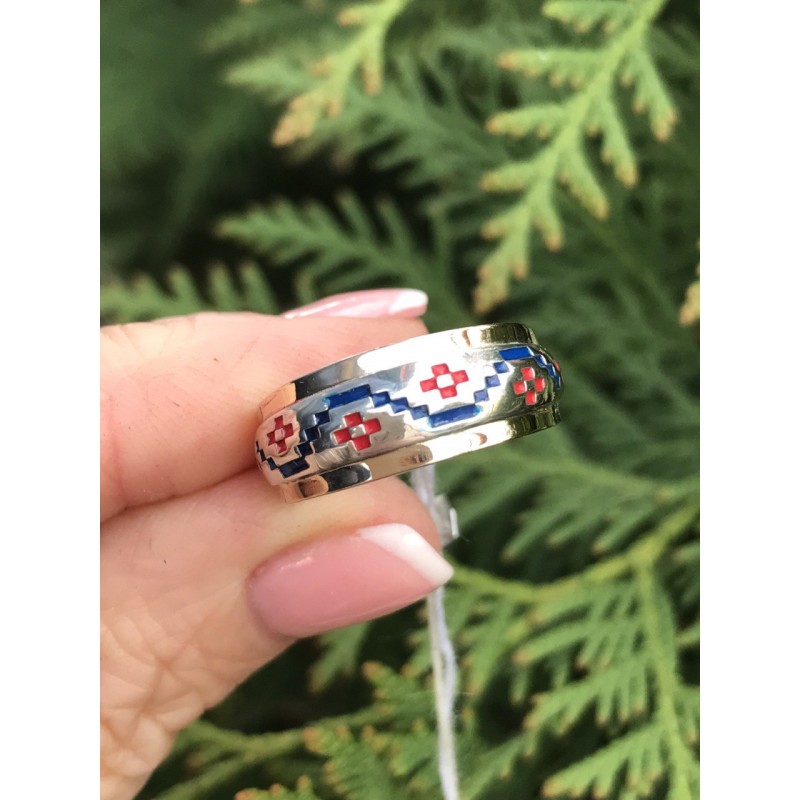 Кольцо серебряное с золотом Рушничок (613к)