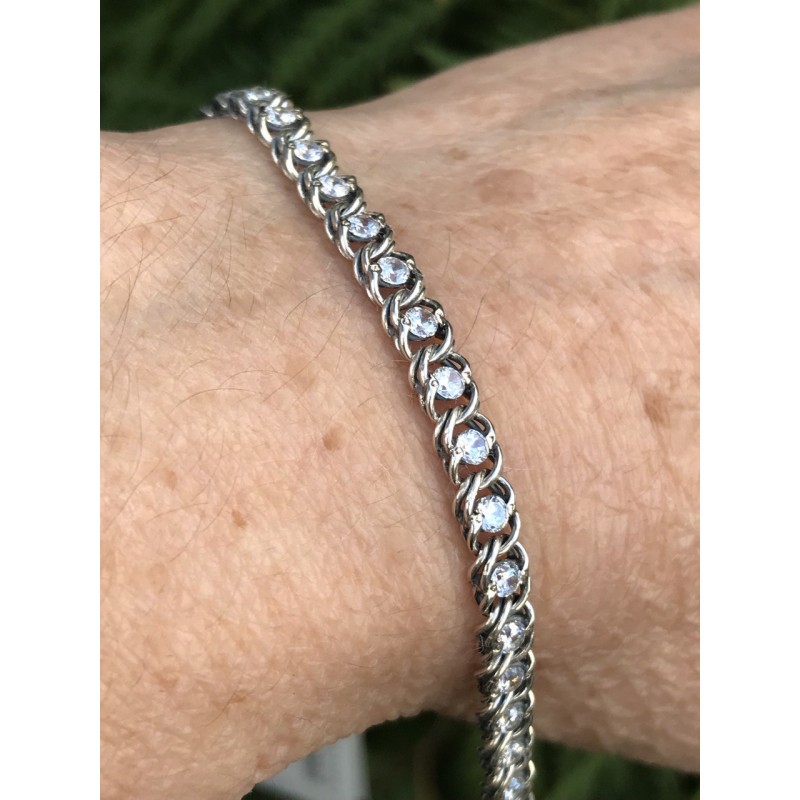 Браслет серебряный с цирконием Арабка (1703лчб)