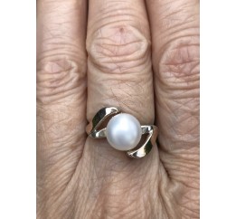 Кольцо серебряное с золотом и жемчугом (256к)