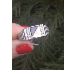 Печатка серебряная с золотом (653з)