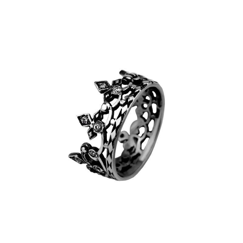 Кольцо серебряное с цирконием Корона (10518)