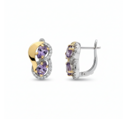 Серьги серебряные с золотом и аметистом 643са