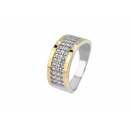 Кольцо серебряное с золотом и цирконием Каролина (548к)