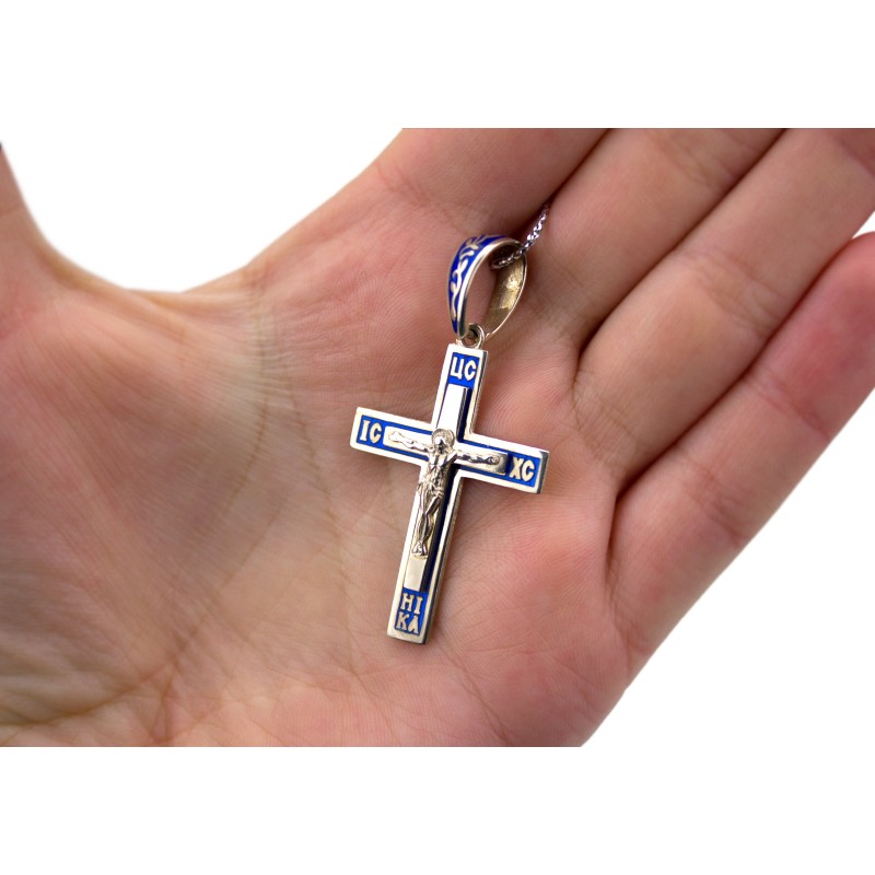 Крестик с эмалью (219синий)