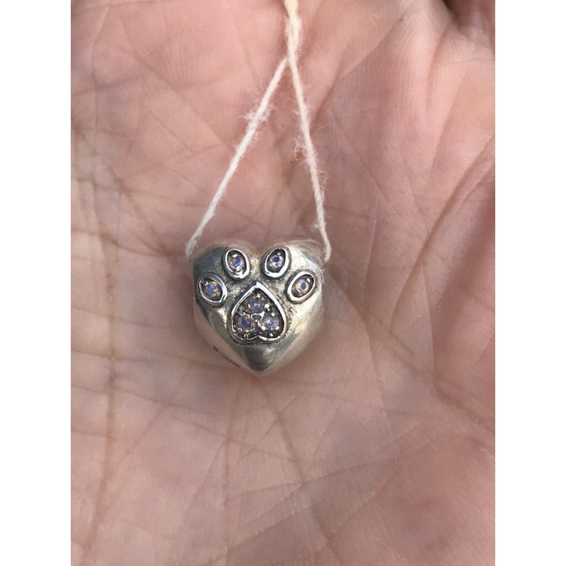 Бусина пандора серебряная с цирконием  Сердце цв (3110929)