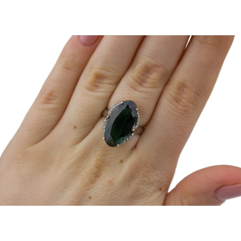 Кольцо серебряное с зелёным кварцем Олимпия (1959/9рзк)