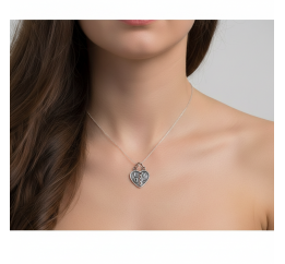 Подвес серебряный Сердечко для двоих 3194