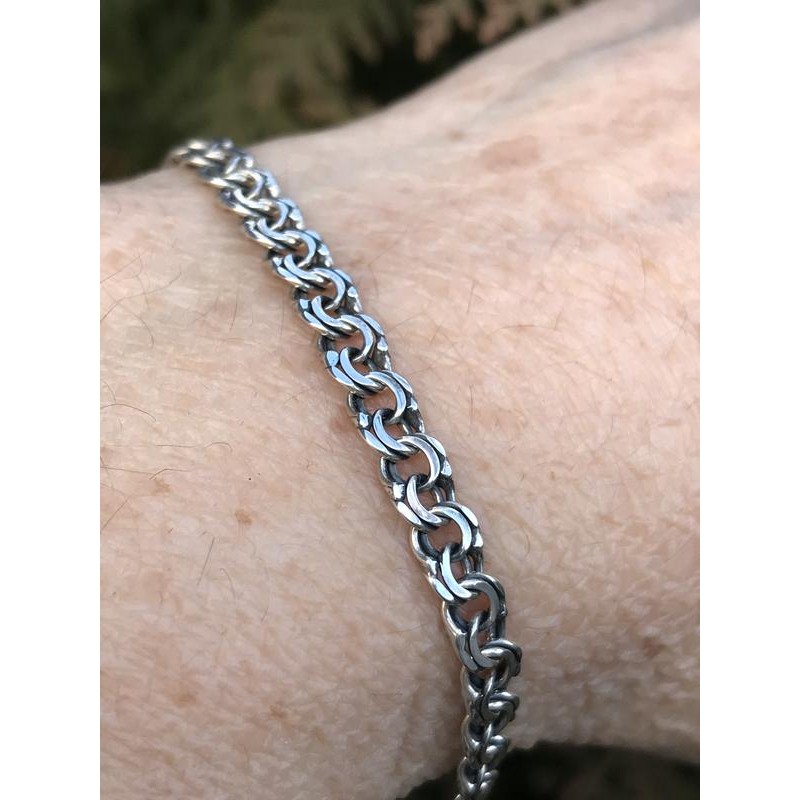 Браслет серебряный Плоский бисмарк лёгкий (702лч)