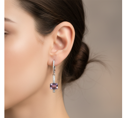Серьги серебряные с натуральным аметистом и цирконием Энрике 2079/9раметист