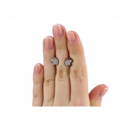 Серьги пусеты-гвоздики серебряные с цирконием Эпл с камнями (2451/9р)