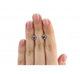 Серьги пусеты-гвоздики серебряные с цирконием Праздник (2449/9рам)