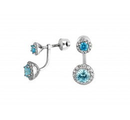 Серьги пусеты-гвоздики серебряные с цирконием Нежинка (2432/9рг)