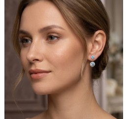 Серьги пусеты-гвоздики серебряные с цирконием Нежинка (2432/9рг)