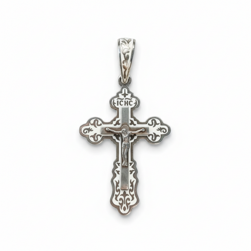 Крестик с эмалью 228белый