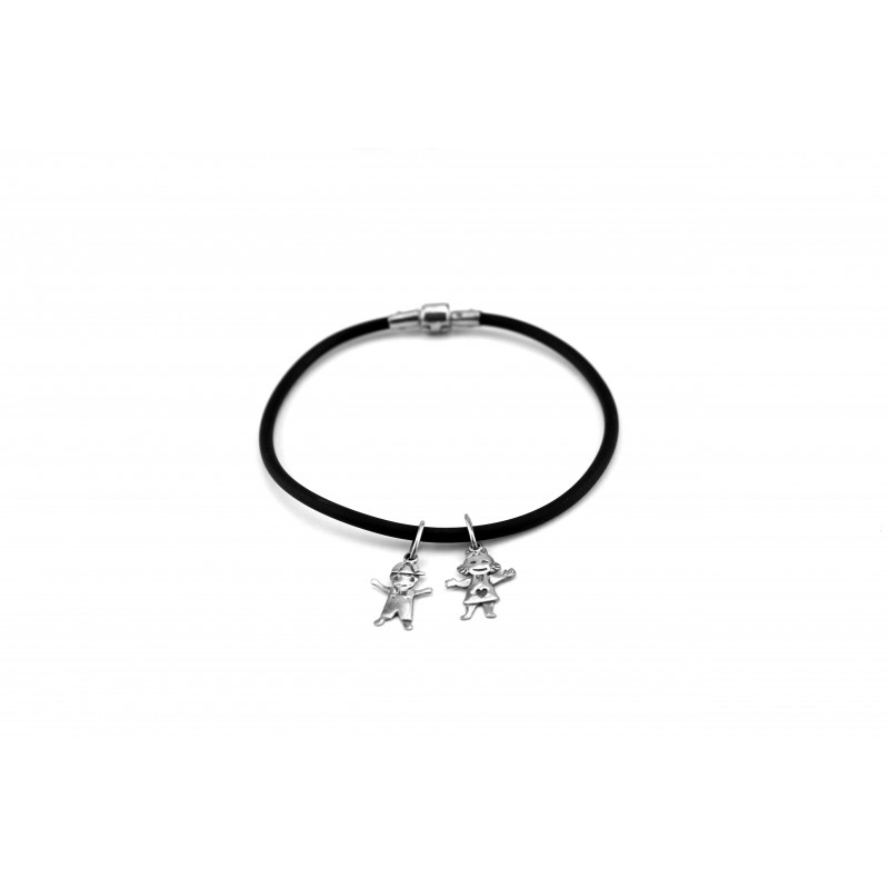 Браслет каучуковый с серебром (962/2/.5б)