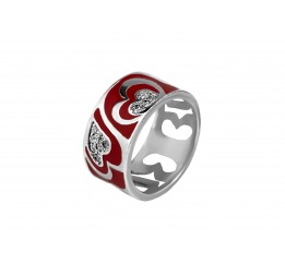 Кольцо серебряное с эмалью Сердечки (0244.10кк)