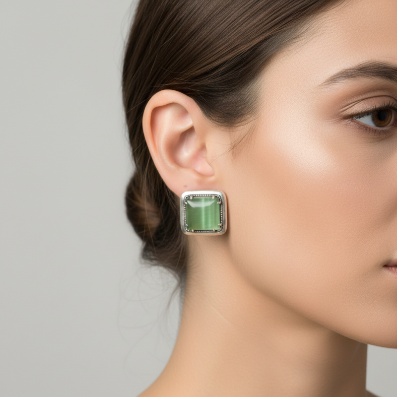 Серьги серебряные эксклюзивные с улекситом (2639с)