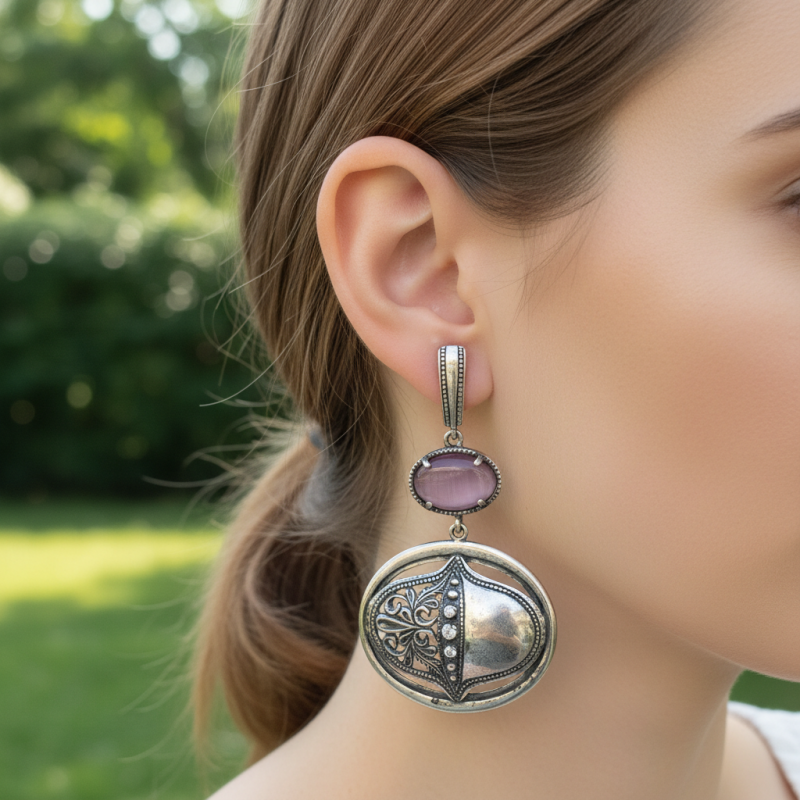 Серьги серебряные эксклюзивные с улекситом (2698у)