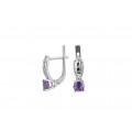 Серьги серебряные с натуральным аметистом и цирконием С любовью 2427/9р аметист