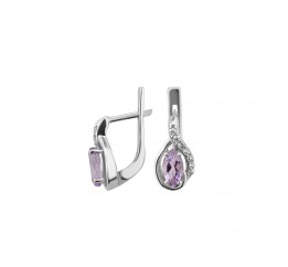 Серьги серебряные с натуральным аметистом Дорис (2516/9р аметист)