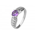 Кольцо серебряное с натуральным аметистом и цирконием С любовью 1921/9р аметист