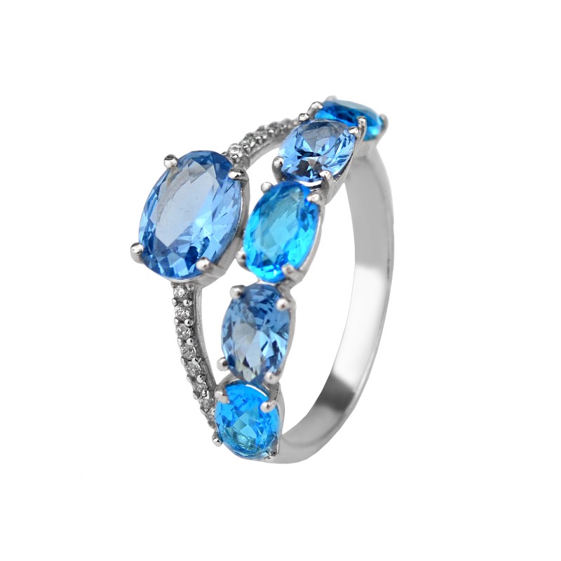 Кольцо серебряное с голубым кварцем Адель (1361/1р г кварц)