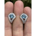 Серьги серебряные с натуральным топазом London blue Спарта 2205/9р ТLB