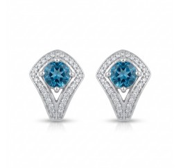 Серьги серебряные с натуральным топазом London blue Спарта (2205/9р ТLB)