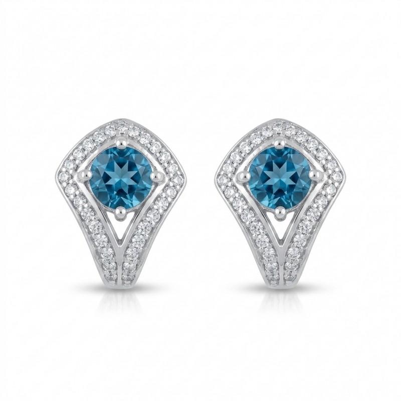 Серьги серебряные с натуральным топазом London blue Спарта (2205/9р ТLB)