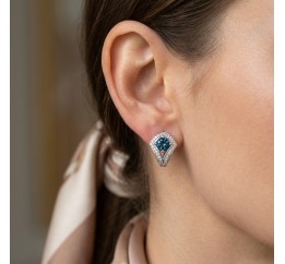 Серьги серебряные с натуральным топазом London blue Спарта (2205/9р ТLB)