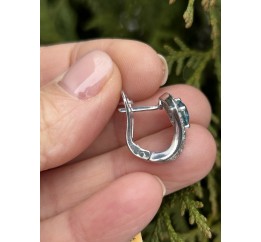 Серьги серебряные с натуральным топазом London blue Спарта (2205/9р ТLB)