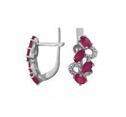 Серьги серебряные с натуральным рубином Абриэль (2575/9р рубин)