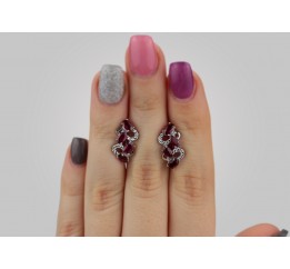 Серьги серебряные с натуральным рубином Абриэль (2575/9р рубин)