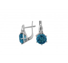 Серьги серебряные с голубым кварцем Индия (2521/9р г кварц)