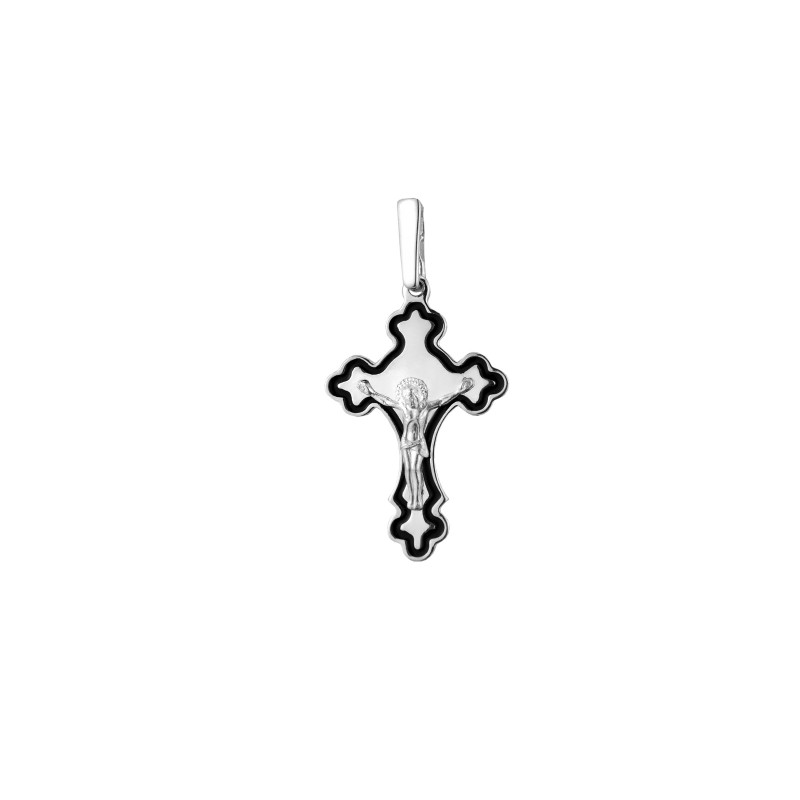 Крестик серебряный с эмалью (сэ9028)