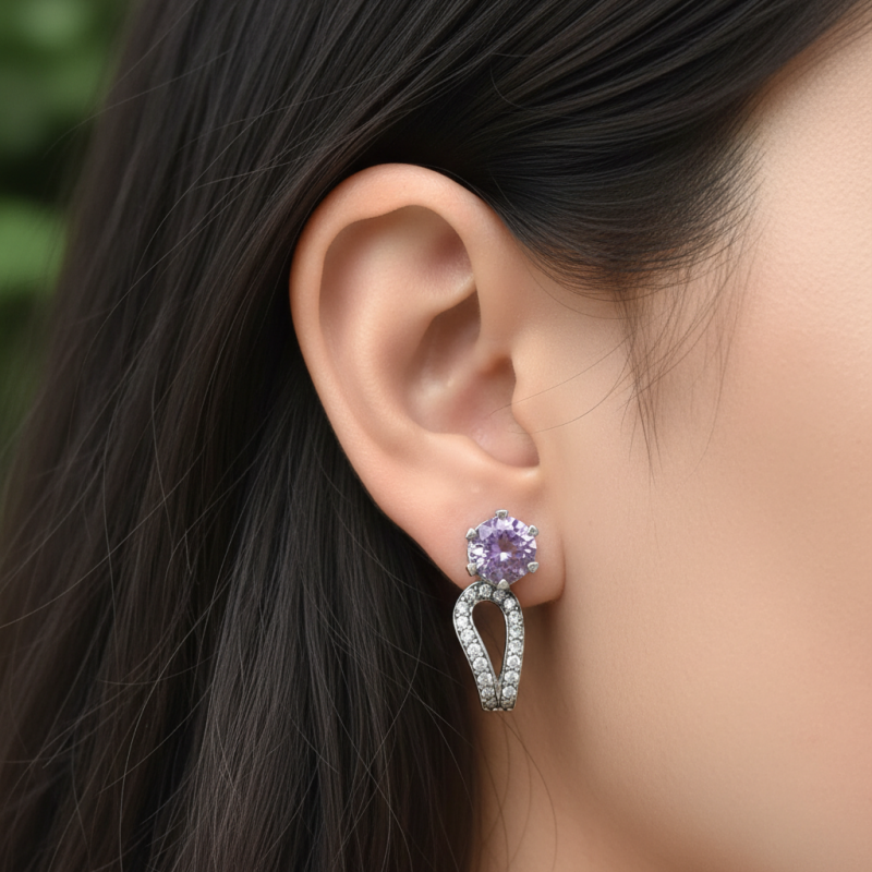 Серьги серебряные с натуральным аметистом Маскарад 2340/9р аметист