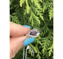 Кольцо серебряное с натуральным гранатом и цирконием Завирюха 1952/9р гранат