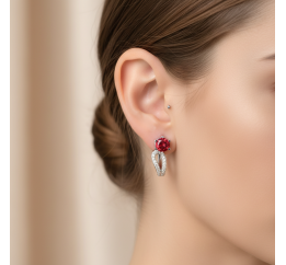 Серьги серебряные с натуральным гранатом Маскарад 2340/9р гранат