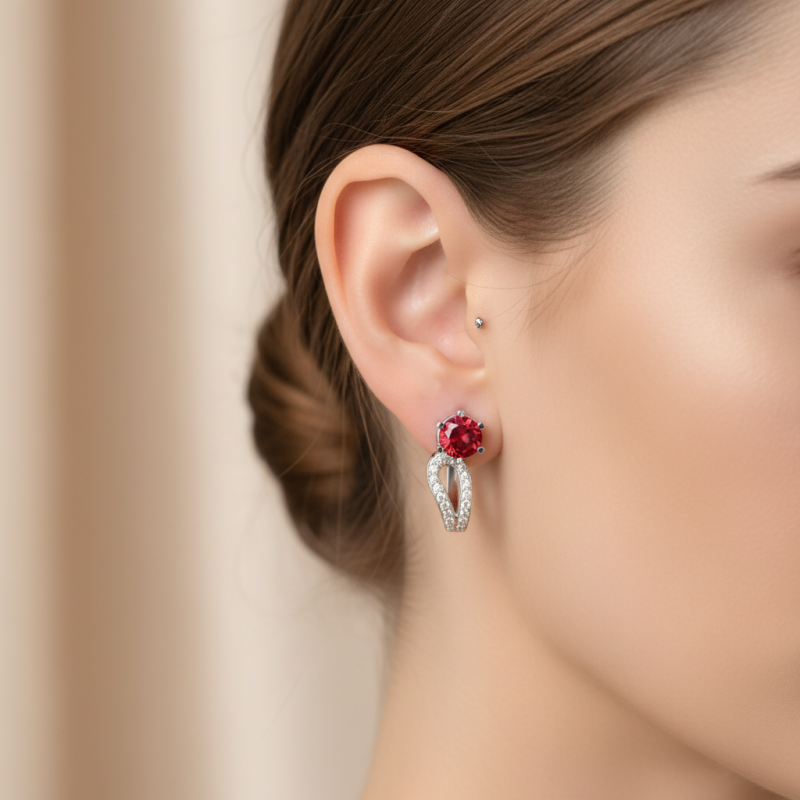 Серьги серебряные с натуральным гранатом Маскарад 2340/9р гранат