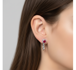 Серьги серебряные с натуральным гранатом Ноа 2229/9р гранат