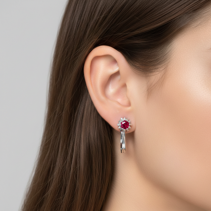 Серьги серебряные с натуральным гранатом Ноа 2229/9р гранат