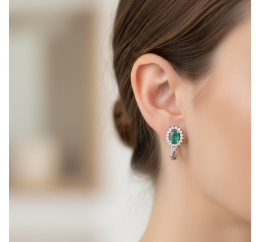Серьги серебряные с натуральным изумрудом Жасмин 2150/9р изумруд