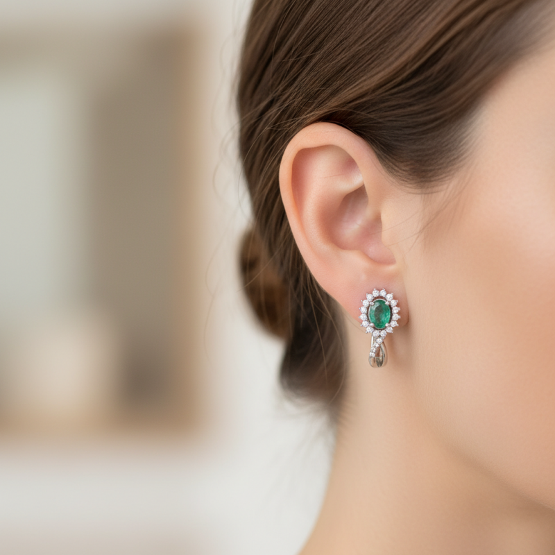 Серьги серебряные с натуральным изумрудом Жасмин 2150/9р изумруд