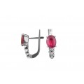 Серьги серебряные с натуральным рубином Сердечки с камнями 2416/9р рубин