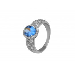 Кольцо серебряное с натуральным кварцем London blue Орабель (1336/1р QLB)