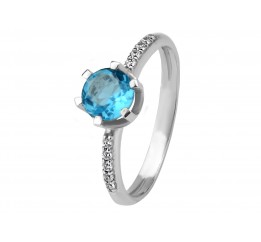 Кольцо серебряное с натуральным кварцем London blue Лея (1840/9р QLB)