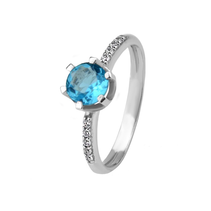 Кольцо серебряное с натуральным кварцем London blue Лея (1840/9р QLB)